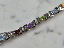 Load image into Gallery viewer, Womens Vintage Estate Sterling Silver Multi Stone Bracelet 14.5g E6643
