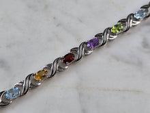Load image into Gallery viewer, Womens Vintage Estate Sterling Silver Multi Stone Bracelet 14.5g E6643