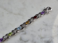 Load image into Gallery viewer, Womens Vintage Estate Sterling Silver Multi Stone Bracelet 14.5g E6643