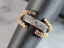 Load image into Gallery viewer, Womens Vintage Estate 14K White &amp; Yellow Gold Diamond Ring 6.2g E6644