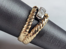 Load image into Gallery viewer, Womens Vintage Estate 14K White &amp; Yellow Gold Diamond Ring 6.2g E6644