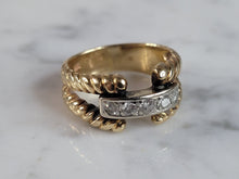 Load image into Gallery viewer, Womens Vintage Estate 14K White &amp; Yellow Gold Diamond Ring 6.2g E6644