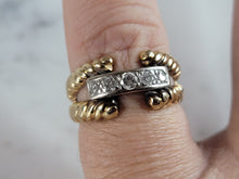 Load image into Gallery viewer, Womens Vintage Estate 14K White &amp; Yellow Gold Diamond Ring 6.2g E6644
