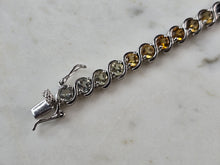 Load image into Gallery viewer, Womens Sterling Silver Modernist Citrine Quartz Topaz Bracelet 17.3g E6645