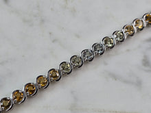 Load image into Gallery viewer, Womens Sterling Silver Modernist Citrine Quartz Topaz Bracelet 17.3g E6645