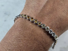 Load image into Gallery viewer, Womens Sterling Silver Modernist Citrine Quartz Topaz Bracelet 17.3g E6645