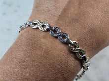 Load image into Gallery viewer, Womens Estate Sterling Silver Modernist Sapphire Bracelet 16.3g #E6647