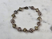 Load image into Gallery viewer, Womens Vintage Estate Sterling Silver Modernist Peridot Bracelet 10.0g E6649