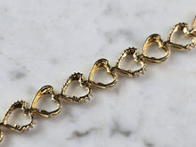 Load image into Gallery viewer, Womens Vintage Estate Sterling Silver Gold Tone Heart Bracelet 11.9g E6650