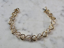 Load image into Gallery viewer, Womens Vintage Estate Sterling Silver Gold Tone Heart Bracelet 11.9g E6650