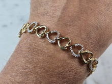 Load image into Gallery viewer, Womens Vintage Estate Sterling Silver Gold Tone Heart Bracelet 11.9g E6650