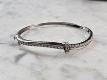 Load image into Gallery viewer, Womens Vintage Estate Sterling Silver CZ Modernist Bangle Bracelet 10.2g E6657
