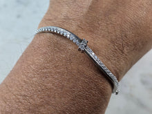 Load image into Gallery viewer, Womens Vintage Estate Sterling Silver CZ Modernist Bangle Bracelet 10.2g E6657