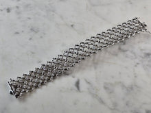 Load image into Gallery viewer, Womens Sterling Silver Modernist CZ Mesh Bracelet 49.1g E6658