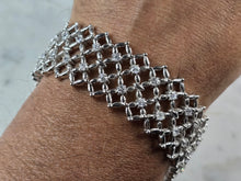 Load image into Gallery viewer, Womens Sterling Silver Modernist CZ Mesh Bracelet 49.1g E6658