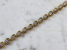 Load image into Gallery viewer, Womens Vintage Estate Sterling Silver Gold Tone CZ Heart Bracelet 13.6g E6661