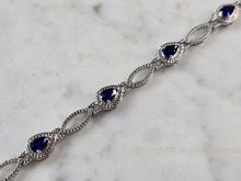 Load image into Gallery viewer, Womens Vintage Estate Sterling Silver Modernist Sapphire Bracelet 9.8g #E6662