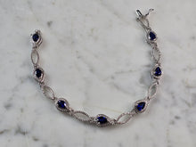Load image into Gallery viewer, Womens Vintage Estate Sterling Silver Modernist Sapphire Bracelet 9.8g #E6662