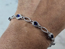 Load image into Gallery viewer, Womens Vintage Estate Sterling Silver Modernist Sapphire Bracelet 9.8g #E6662