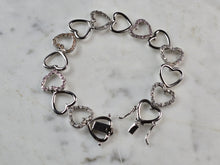 Load image into Gallery viewer, Womens Vintage Estate Sterling Silver CZ Heart Bracelet 8.7g E6664