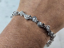 Load image into Gallery viewer, Womens Sterling Silver CZ Modernist Tennis Bracelet 21.5g E6665