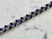 Load image into Gallery viewer, Womens Vintage Estate Sterling Silver Modernist Sapphire Bracelet 18.1g #E6668