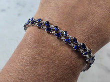 Load image into Gallery viewer, Womens Vintage Estate Sterling Silver Modernist Sapphire Bracelet 18.1g #E6668