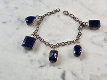 Load image into Gallery viewer, Womens Vintage Sterling Silver Modernist Sapphire Charm Bracelet 25.7g #E6669