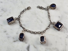 Load image into Gallery viewer, Womens Vintage Sterling Silver Modernist Sapphire Charm Bracelet 25.7g #E6669