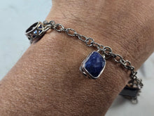 Load image into Gallery viewer, Womens Vintage Sterling Silver Modernist Sapphire Charm Bracelet 25.7g #E6669