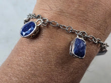Load image into Gallery viewer, Womens Vintage Sterling Silver Modernist Sapphire Charm Bracelet 25.7g #E6669