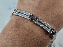 Load image into Gallery viewer, Womens Sterling Silver CZ Modernist Tennis Bracelet 32.9g E6671