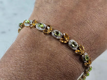 Load image into Gallery viewer, Womens Sterling Silver Gold Tone Citrine Peridot Bracelet 16.2g E6675