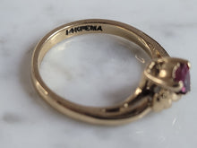 Load image into Gallery viewer, Womens Vintage Estate 14k Yellow Gold Amethyst &amp; Diamond Ring 3.1g #E6676