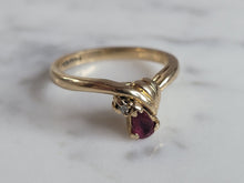 Load image into Gallery viewer, Womens Vintage Estate 14k Yellow Gold Amethyst &amp; Diamond Ring 3.1g #E6676