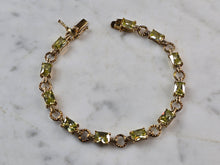 Load image into Gallery viewer, Womens Sterling Silver Gold Tone Peridot Bracelet 13.3g E6677