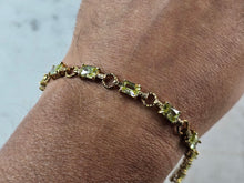 Load image into Gallery viewer, Womens Sterling Silver Gold Tone Peridot Bracelet 13.3g E6677