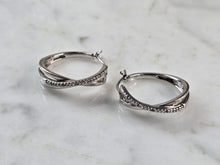 Load image into Gallery viewer, Womens Vintage Estate Sterling Silver Modernist Hoop Earrings 5.5g E6680