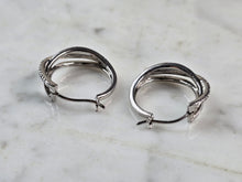 Load image into Gallery viewer, Womens Vintage Estate Sterling Silver Modernist Hoop Earrings 5.5g E6680
