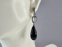 Load image into Gallery viewer, Womens Vintage Estate Sterling Silver Modernist Onyx ? Earrings 4.4g E6683