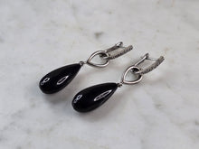 Load image into Gallery viewer, Womens Vintage Estate Sterling Silver Modernist Onyx ? Earrings 4.4g E6683