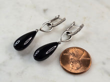 Load image into Gallery viewer, Womens Vintage Estate Sterling Silver Modernist Onyx ? Earrings 4.4g E6683