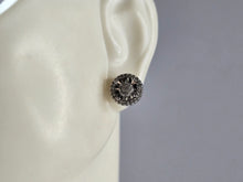 Load image into Gallery viewer, Womens Vintage Estate Sterling Silver Diamond Earrings 1.8g E6684