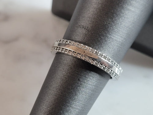 Womens Estate Sterling Silver CZ Ring 2.3g E6691