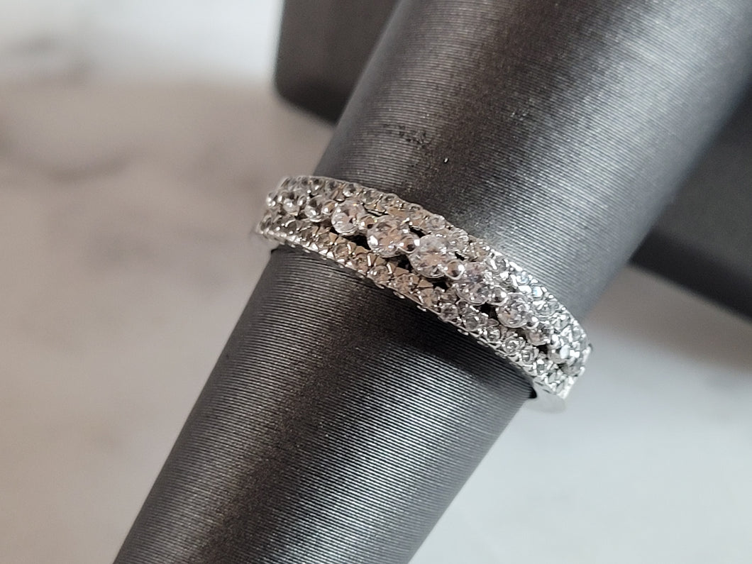 Womens Estate Sterling Silver CZ Ring 2.2g E6693