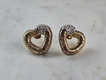 Load image into Gallery viewer, Womens Vintage Estate Sterling Silver Gold Tone Heart Earrings 4.9g E6695