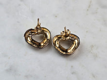 Load image into Gallery viewer, Womens Vintage Estate Sterling Silver Gold Tone Heart Earrings 4.9g E6695