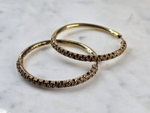 Load image into Gallery viewer, Womens Estate Sterling Silver Gold Tone Sapphire Hoop Earrings 10.3g E6698