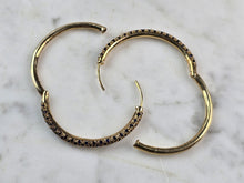 Load image into Gallery viewer, Womens Estate Sterling Silver Gold Tone Sapphire Hoop Earrings 10.3g E6698