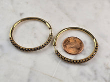 Load image into Gallery viewer, Womens Estate Sterling Silver Gold Tone Sapphire Hoop Earrings 10.3g E6698